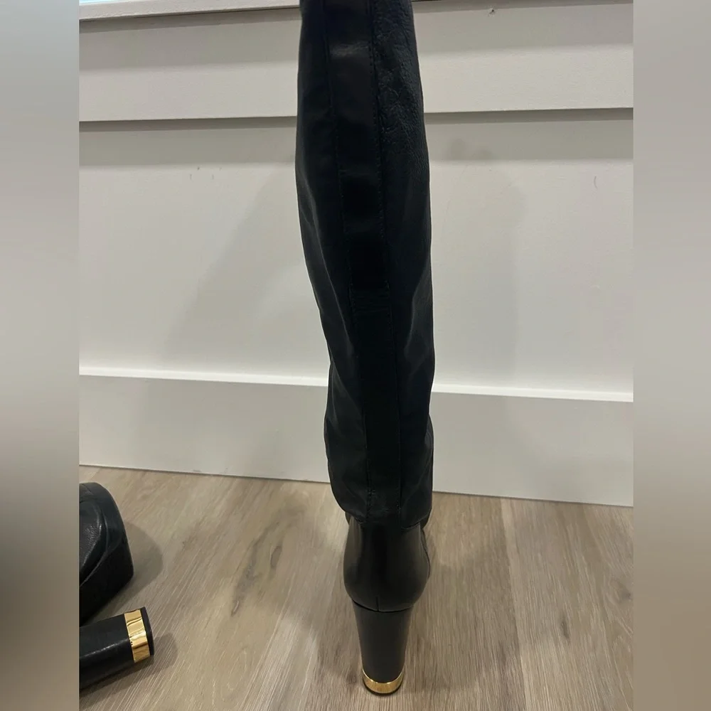 Tory Burch black high leather boots. Size 9M